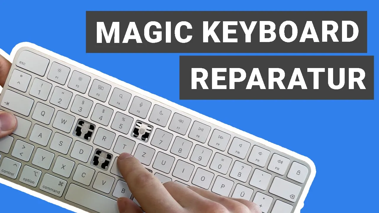 Eine einzelne Taste wird an einem Apple Magic Keyboard ausgetauscht